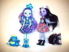 Enchantimals Doll Lot ~ Sage Skunk with Caper Pet & Patter Peacock with Pet Flap