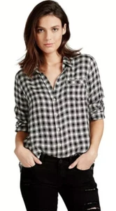 Lucky Brand Black White Plaid Twill Flannel Shirt - Picture 1 of 10
