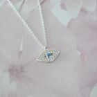 Sterling Silver Crystal Evil Eye of Hamsa Pendant Necklace Mothers Day Gift