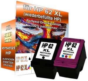 2 Patronen Refill für HP 62 XL Envy 5540 5544 5545 5547 5548 5640 BK/CO - Bild 1 von 5
