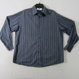 Brandini Shirt Mens Large Blue Striped Button Up Long Sleeve Casual Men 1582 - Picture 1 of 12