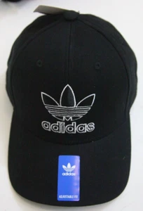 New Adidas Black White Cotton Snap Back Adult Baseball Hat Cap Adjustable GG7 - Picture 1 of 6
