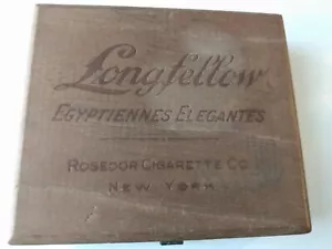 Rosedor Cigarette Co. NY Longfellow Egyptiennes Elegantes Cigarettes Wood Box - Picture 1 of 10