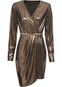 Party-Wickelkleid OHNE Gürtel Gr. 36 Gold Cocktailkleid Kurzes Abendkleid Neu - Bild 1 von 1