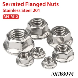 M4 M5 M6 M8 M10 M12 Flanged Nuts Serrated 201 Stainless Steel - DIN 6923 - Bild 1 von 4