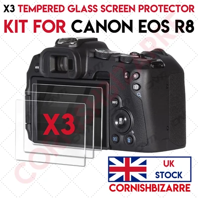 x3 TEMPERED GLASS LCD SCREEN PROTECTOR KIT FOR CANON EOS R8 MIRRORLESS - UK STCK - Image 1 of 4