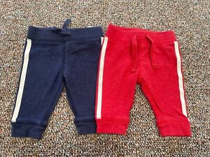 Old Navy Boys Set of 2 Blue & Red Joggers 0-3M