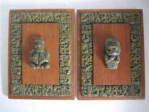 Original Zarebski Wall Plaques Crushed Malachite 9 x 7 in. Set of 2 - Picture 1 of 23