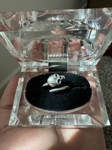 skull Sterling Silver Nail Ring Size 7 Adjustable - Picture 1 of 5