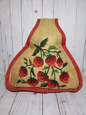 Bolso de mano afrutado fresas bordado arpillera yute hecho a mano años 60 de colección  Foto 1 de 4