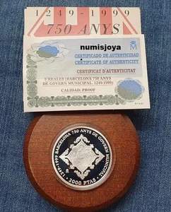 2000 PESETAS PLATA 1999 BARCELONA 750 ANYS DE GOVERN MUNICIPAL 1299-1999. 27 gr. - Picture 1 of 1
