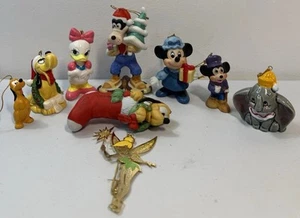 VTG Disney Christmas Ornaments Lot 9 Ceramic Metal Holiday Tree Goofy Pluto Mini - Picture 1 of 24