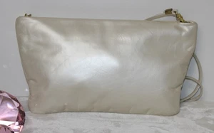 Valerie's Handbags Genuine Leather USA Made Pearl Color Crossbody Purse Clutch - Picture 1 of 12