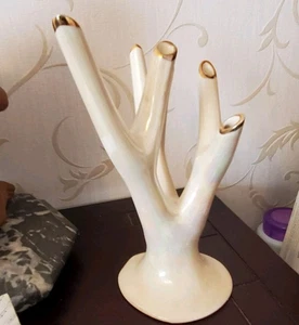 Posey Vase Tree Branches Ceramic 1960  Vintage Pearlescent Signed England Retro - Picture 1 of 19