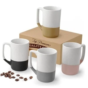 Large Ceramic Coffee Mug Set of 4, 16 oz Tea Cups with Handle, Porcelain Mug - Picture 1 of 7