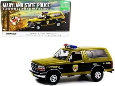 1996 FORD BRONCO MARYLAND STATE POLICE 1/18 DIECAST CAR GREENLIGHT 19113 - Image 1 of 4