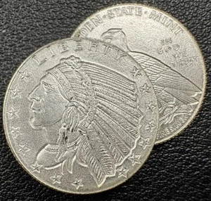 LOT OF 10 X 1/10 oz Incuse Indian Fine Silver Round (New - Lot of 10) - Picture 1 of 4