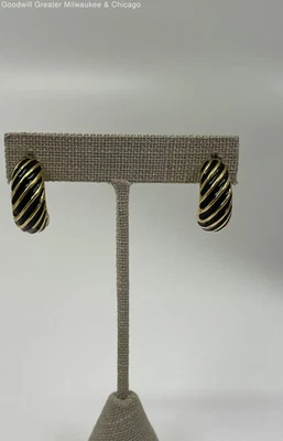 VNTG SAL Swarovski Gold Tone Black Enamel Earrings 10.4g - Image 1 of 3