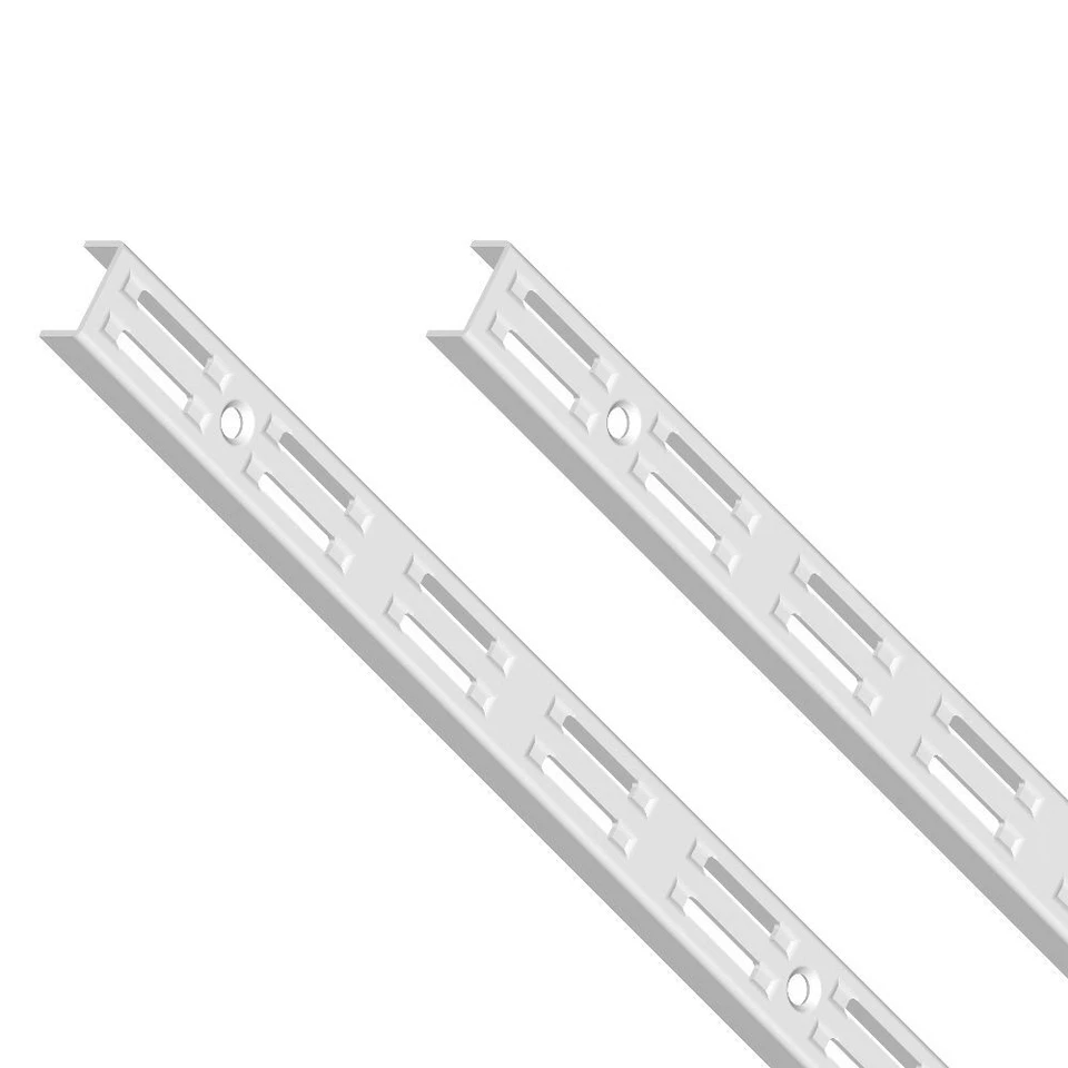 10001-00028= 2x Wandschienen 2-reihig H2000 mm weiß RA 50 Element System Regal