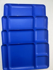 Tupperware Impressions Dining Serving Trays 4x Royal Blue Cafeteria Trays - Picture 1 of 7