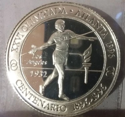 Rare 1996 Peru Lrg.Silver pattern 20 S Olympic Javelin T1 - Image 1 of 2