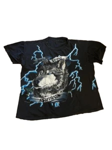 VTG American Thunder Men's Wolf Lightning Motorcycle Single Stitch T-shirt Sz XL - Picture 1 of 5