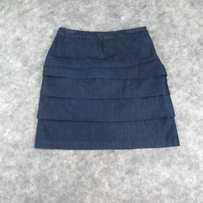 Falda New Directions para mujer 12 azul denim con capas cremallera lateral recta por encima de la rodilla Foto 1 de 4