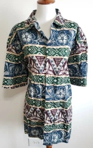 Duck Head Men's 1XL 1X Blue Green Aloha Camp Shirt Short Sleeve Pocket Button Up - Picture 1 of 8