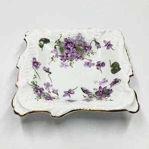 Assiette carrée violettes victoriennes Hammersley 6" x 6" - Photo 1/4