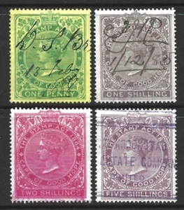 CAPE OF GOOD HOPE QV 1d,1s,2s,5s STAMP DUTY PERF 14  W/MK CROWN CC USED - Picture 1 of 1