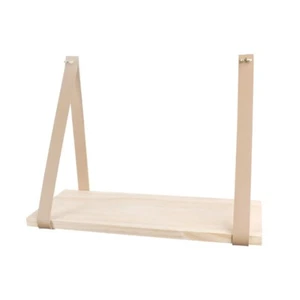 Wall Floating Frame Storage Holder Hanging Shelf Leather Strap Swing Decor - Picture 1 of 8