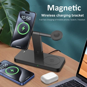 Magnetyczna bezprzewodowa stacja ładująca 4w1 do Apple Watch S10 Ultra 2 iPhone 16 Pro 15 - Zdjęcie 1 z 23