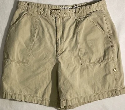 COVINGTON Shorts Roll Tab Leg Beige Khaki Tan Zip Fly Pockets Womens Size 16 - Image 1 of 4