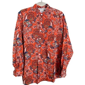 Gretchen Scott Hemd Gr. S orange blau Paisley Langarm Knopfleiste - Bild 1 von 5