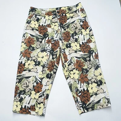 Pantalones capri vintage blancos ciervo mujer 14 promedio multicolor floral algodón elástico Foto 1 de 4