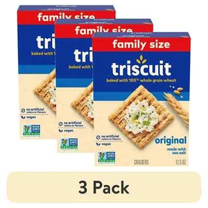 Triscuit Original Whole Grain Wheat Crackers, Vegan Crackers, 12.5 oz (3 pack) - Picture 1 of 6