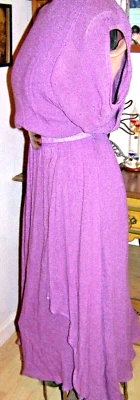 VESTIDO/Talla 4 Tejido CINTURÓN Manga Gorra SEMI TRANSPARENTE Púrpura SYBIL California Foto 1 de 4