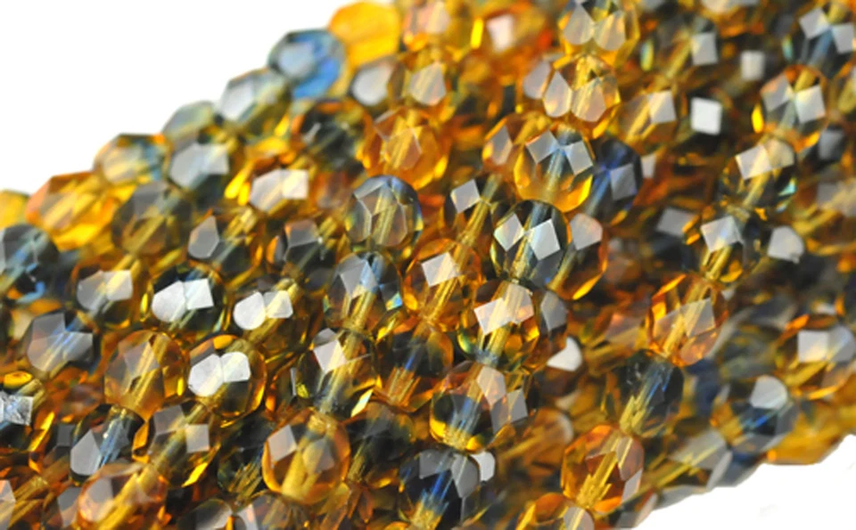 50 CUENTAS DE VIDRIO REDONDAS FACETADAS TOPACIO / MONTANA 6 MM  Foto 1 de 1