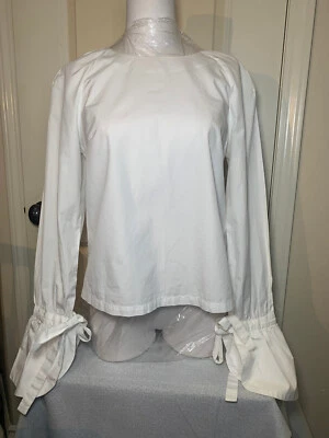 CAMISA MARCO MUJER BLANCO ALGODÓN MANGA LARGA CON PUÑOS DE CAMPANA NUEVA CON ETIQUETAS TALLA SM $245 Foto 1 de 4