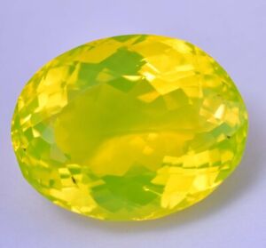 25.50 Ct Natural NEON Yellow Opal Certified 20.80 x 16.10 mm Flawless Gemstone