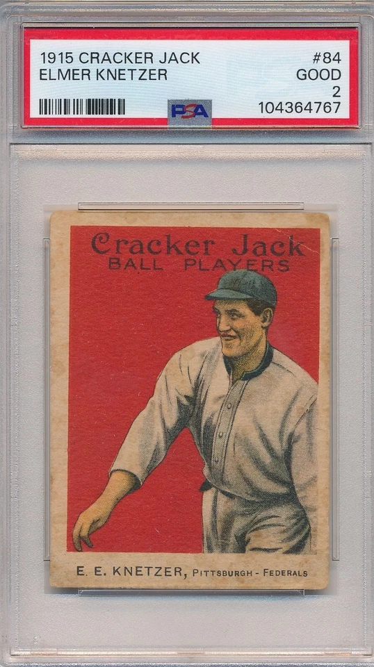 1915 CRACKER JACK #84 ELMER KNETZER - PSA 2 GD (SVSC) FRESHLY GRADED! HIGH # - Image 1 of 2