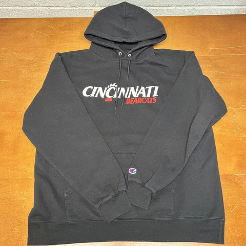 Cincinnati Bearcats Hoodie Mens Extra Large Black Pullover Sweatshirt Champion Cover