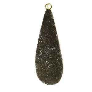 Pendiente Colgante Druzy Druso Cuarzo Pera Almendra Gota Galvanizado Marrón Oscuro 14 - Imagen 1 de 1