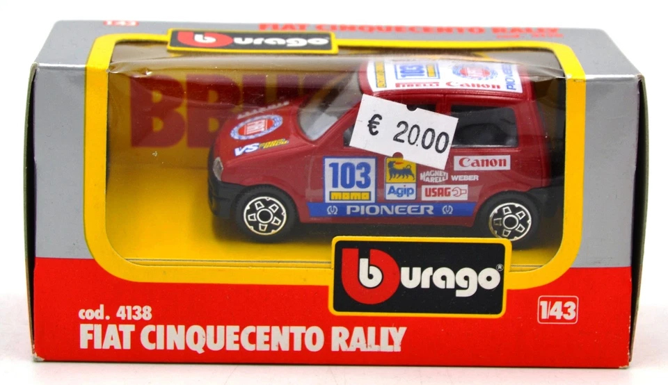 DIE CAST 1/43 " FIAT CINQUECENTO RALLY " BURAGO (4138) - Immagine 1 di 1