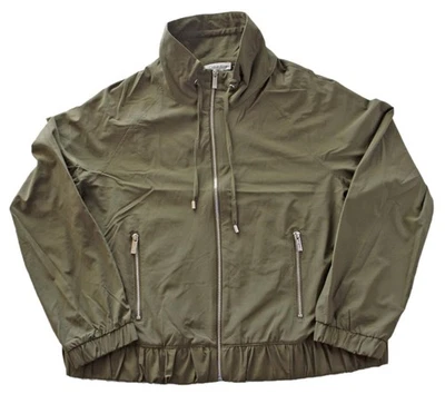 Jaqueta Calvin Klein Feminina XL Zíper Completo Leve Roupa Esportiva Casual Oliva NOVA - Imagem 1 de 4