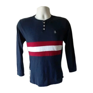 Original Penguin boys Navy striped long-sleeve top size 14-16 - Picture 1 of 10