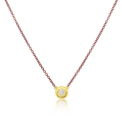 Meira T 14k Yellow Gold Bezel Set Diamond Light Rose Rhodium Chain - Image 1 of 4
