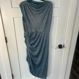 NWT! Maggy London Gorgeous Blue Glitter Party Dress Size 14 - Stunning! See Pics - Picture 1 of 12