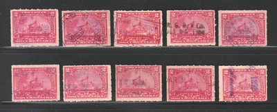 Scott # R164, Used, 2¢ Documentary Battleship, 10 Different Hand-Stamped Cancels - Image 1 of 2