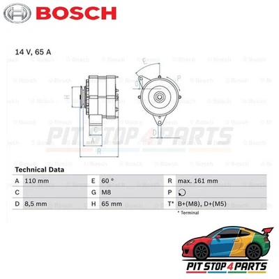 Bosch 0986034230 Alternator 161 mm Fits Audi 80 1991-1994 026903015A - Image 1 of 4